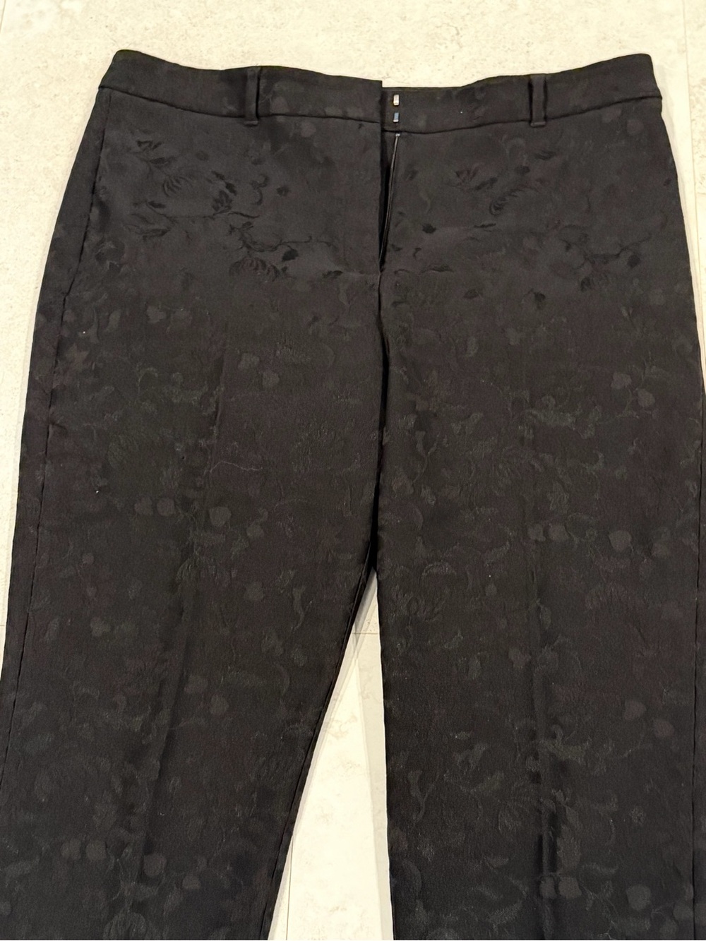 White House Black Market Black Floral Jacquard Women's Dress Pants size 14